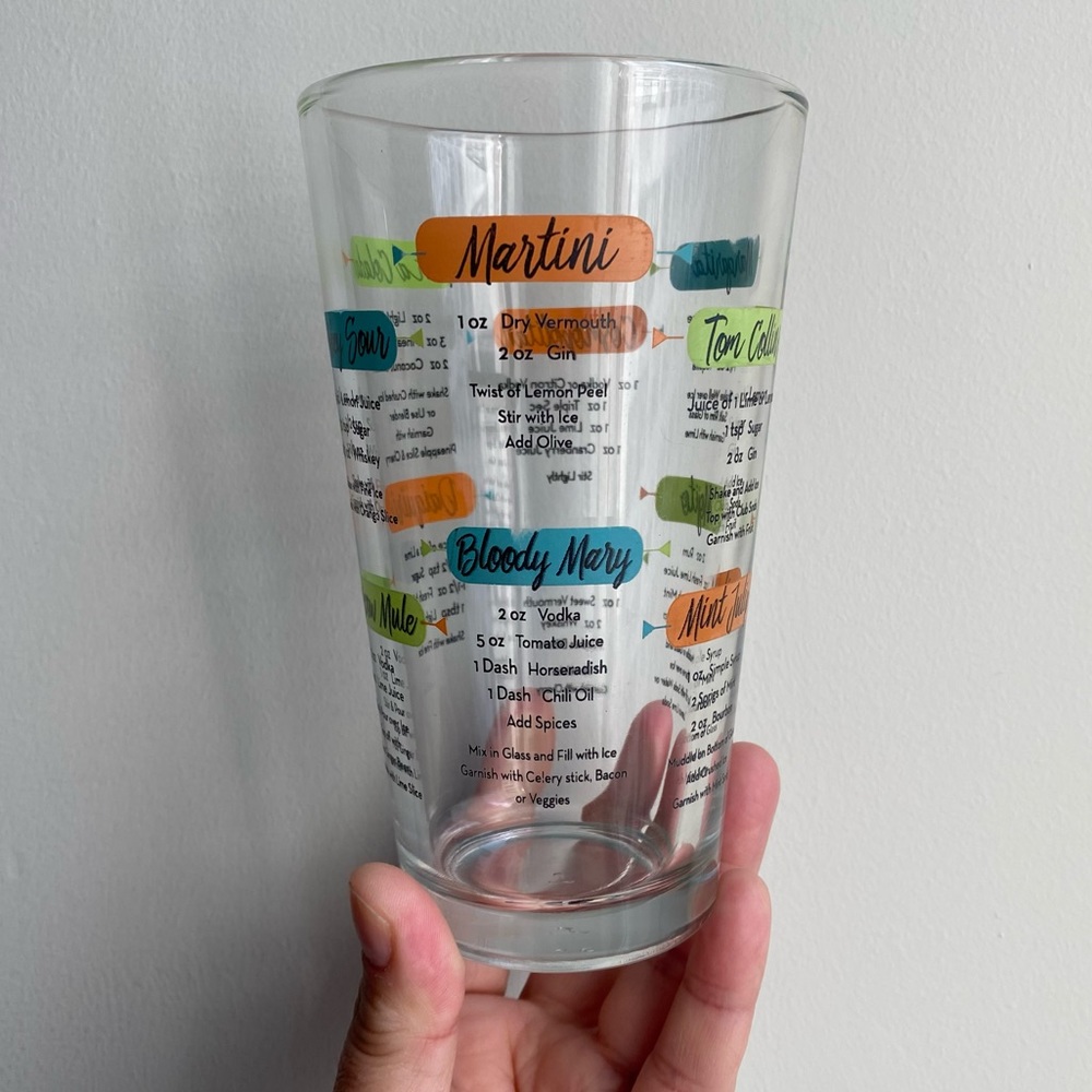 Libbey Cocktail Mix Recipe Glass 16 oz Martini Daiquiri Mojito Drinks